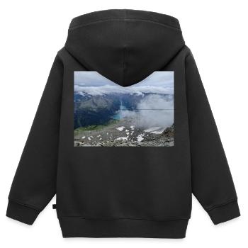 Vue du réservoir de Schlegeis - Sweat Premium à capuche zippé enfant bio - noir - Dos - AI Model Kid Male (0cm)
