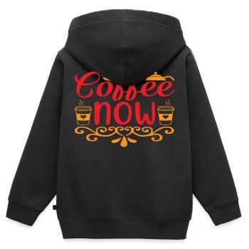 Café maintenant - Sweat Premium à capuche zippé enfant bio - noir - Dos - AI Model Kid Male (0cm)