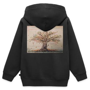 Herbst 2022 - Kinder Premium Organic Zip Hoodie - Schwarz - Hinten - AI Model Kid Male (0cm)