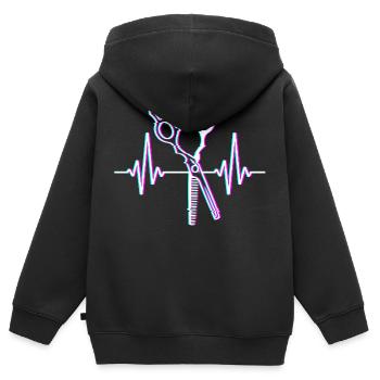 Herzschlag Frisör Salon Schere Barber Friseur Gesc - Kinder Premium Organic Zip Hoodie - Schwarz - Hinten - AI Model Kid Male (0cm)