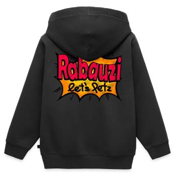 Rabauzi lets fetz wild Kind - Kinder Premium Organic Zip Hoodie - Schwarz - Hinten - AI Model Kid Male (0cm)