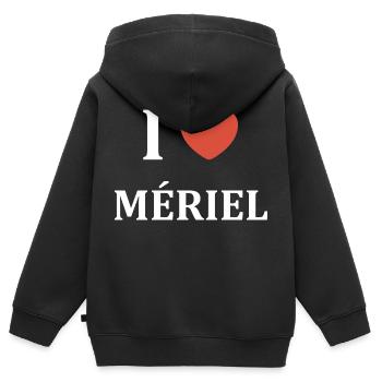 i love Mériel - Sweat Premium à capuche zippé enfant bio - noir - Dos - AI Model Kid Male (0cm)