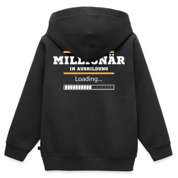Millionär in Ausbildung - Kinder Premium Organic Zip Hoodie - Schwarz - Hinten - AI Model Kid Male (0cm)
