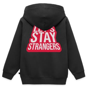 Citation Restons Strangers - Sweat Premium à capuche zippé enfant bio - noir - Dos - AI Model Kid Male (0cm)
