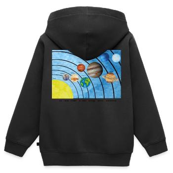 Sonnensystem Merkspruch - Kinder Premium Organic Zip Hoodie - Schwarz - Hinten - AI Model Kid Male (0cm)