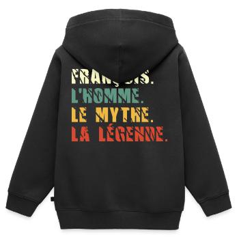 François l homme le mythe la légende - Sweat Premium à capuche zippé enfant bio - noir - Dos - AI Model Kid Male (0cm)