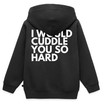 Ich würde dich so hart kuscheln - Kinder Premium Organic Zip Hoodie - Schwarz - Hinten - AI Model Kid Male (0cm)