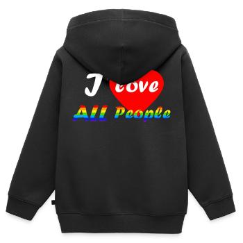LGBTQ Liebe Regenbogenfahne Fußball - Kinder Premium Organic Zip Hoodie - Schwarz - Hinten - AI Model Kid Male (0cm)