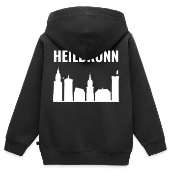 Heilbronn Skyline Collage - Sweat Premium à capuche zippé enfant bio - noir - Dos - AI Model Kid Male (0cm)