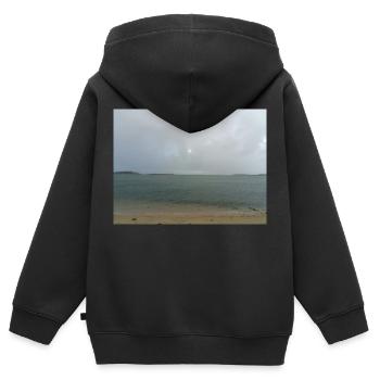 Vue mer Horizon - Sweat Premium à capuche zippé enfant bio - noir - Dos - AI Model Kid Male (0cm)