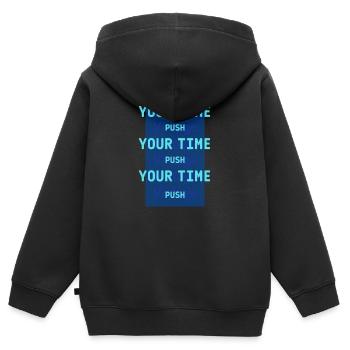 Your time - Kinder Premium Organic Zip Hoodie - Schwarz - Hinten - AI Model Kid Male (0cm)