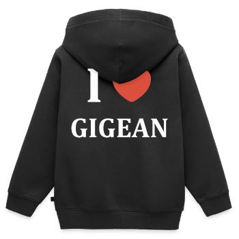 i love Gigean - Sweat Premium à capuche zippé enfant bio - noir - Dos - AI Model Kid Male (0cm)