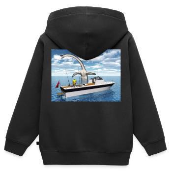 Hochseeangler und Seemonster - Kinder Premium Organic Zip Hoodie - Schwarz - Hinten - AI Model Kid Male (0cm)