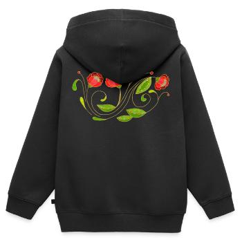 Fleur - Sweat Premium à capuche zippé enfant bio - noir - Dos - AI Model Kid Male (0cm)