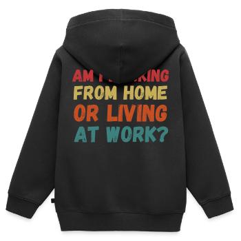 Am i working from home or living at work funny - Sweat Premium à capuche zippé enfant bio - noir - Dos - AI Model Kid Male (0cm)