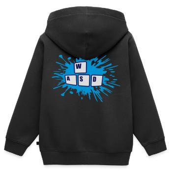 Gamer WASD Tastatur Tasten - Kinder Premium Organic Zip Hoodie - Schwarz - Hinten - AI Model Kid Male (0cm)