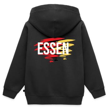 Geschenkidee für Deutsches Kind aus Essen - Kinder Premium Organic Zip Hoodie - Schwarz - Hinten - AI Model Kid Male (0cm)