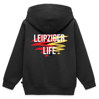 Leipziger Life - Kinder Premium Organic Zip Hoodie - Schwarz - Hinten - AI Model Kid Male (0cm)