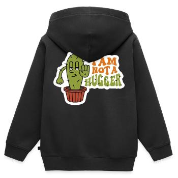 Ich bin kein Hugger Sarkastic Cactus Design - Kinder Premium Organic Zip Hoodie - Schwarz - Hinten - AI Model Kid Male (0cm)