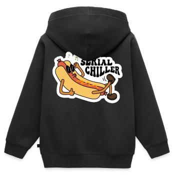 Serial Chiller Sarkastic Hot Dog Design - Kinder Premium Organic Zip Hoodie - Schwarz - Hinten - AI Model Kid Male (0cm)