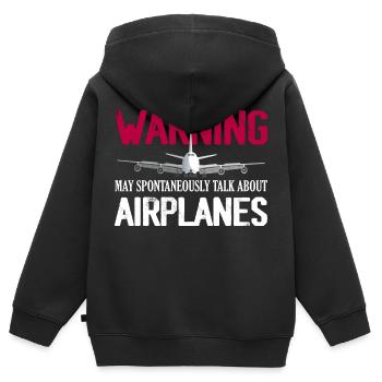 Warning May Spontaneously Talk About Airplanes Pil - Kinder Premium Organic Zip Hoodie - Schwarz - Hinten - AI Model Kid Male (0cm)
