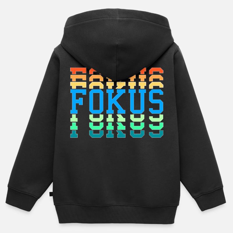 Fokus - Kinder Premium Organic Zip Hoodie - Schwarz