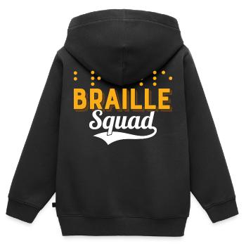Braille Squad Blindness Impaired Braille Dots - Kinder Premium Organic Zip Hoodie - Schwarz - Hinten - AI Model Kid Male (0cm)