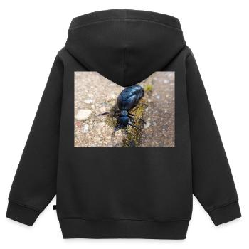 coléoptère noir aussi coléoptère violet Ölkäfer - Sweat Premium à capuche zippé enfant bio - noir - Dos - AI Model Kid Male (0cm)
