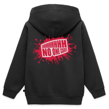 chut personne ne s’en soucie - Sweat Premium à capuche zippé enfant bio - noir - Dos - AI Model Kid Male (0cm)