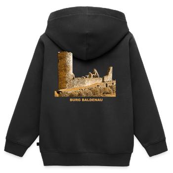 Baldenau Burg Mosbach Ruine Hundsrück Rheinland - Kinder Premium Organic Zip Hoodie - Schwarz - Hinten - AI Model Kid Male (0cm)