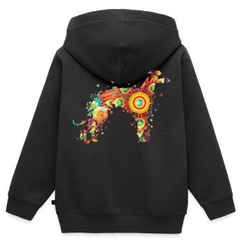 Greyhound Windhund Windspiel Rassehund Hundehalter - Kinder Premium Organic Zip Hoodie - Schwarz - Hinten - AI Model Kid Male (0cm)