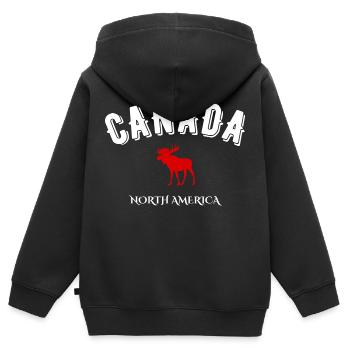 Kanada Nordamerika - Kinder Premium Organic Zip Hoodie - Schwarz - Hinten - AI Model Kid Male (0cm)