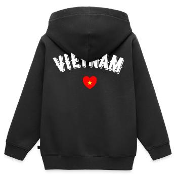 Vietnam - Kinder Premium Organic Zip Hoodie - Schwarz - Hinten - AI Model Kid Male (0cm)