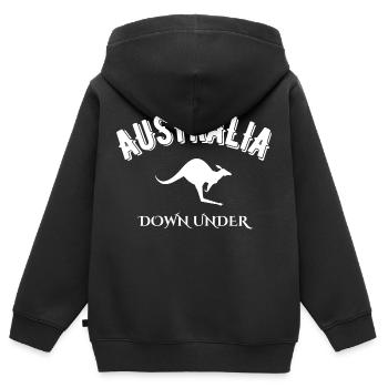 Australien Down Under - Kinder Premium Organic Zip Hoodie - Schwarz - Hinten - AI Model Kid Male (0cm)