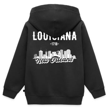 New Orleans Louisiana Skyline Geschenk - Kinder Premium Organic Zip Hoodie - Schwarz - Hinten - AI Model Kid Male (0cm)