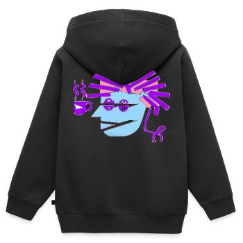 Leo der blaue Punk - Kinder Premium Organic Zip Hoodie - Schwarz - Hinten - AI Model Kid Male (0cm)