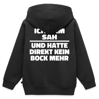 Ich kam sah und hatte direkt kein Bock mehr - Kinder Premium Organic Zip Hoodie - Schwarz - Hinten - AI Model Kid Male (0cm)
