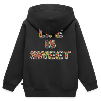 Life Is Sweet - Kids Premium Organic Zip-up Hoodie - black - Back - AI Model Kid Male (0cm)