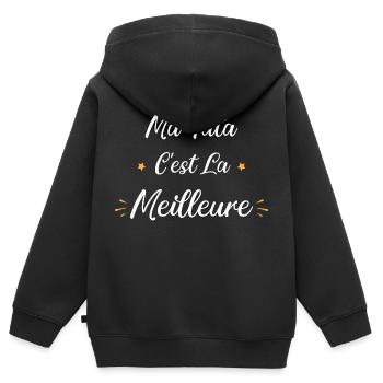 Ma tata c'est la meilleure - Sweat Premium à capuche zippé enfant bio - noir - Dos - AI Model Kid Male (0cm)