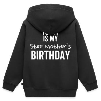 Heute ist der Geburtstag meiner Stiefmutter - Kinder Premium Organic Zip Hoodie - Schwarz - Hinten - AI Model Kid Male (0cm)