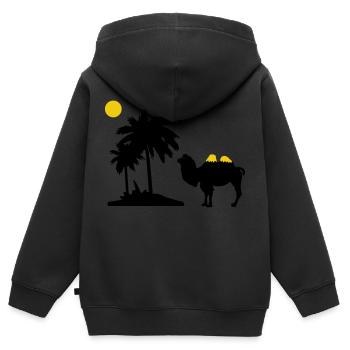 Kamel - Kinder Premium Organic Zip Hoodie - Schwarz - Hinten - AI Model Kid Male (0cm)