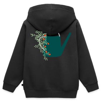 Marienkäfer auf Gießkanne - Gartenmotiv - Kinder Premium Organic Zip Hoodie - Schwarz - Hinten - AI Model Kid Male (0cm)