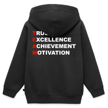 Teamwork - Kinder Premium Organic Zip Hoodie - Schwarz - Hinten - AI Model Kid Male (0cm)
