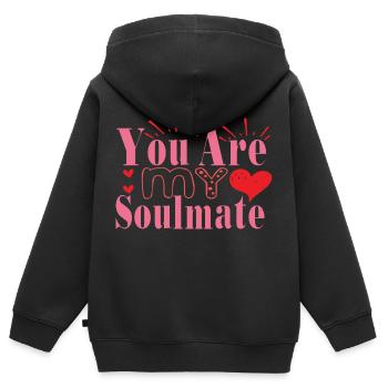 Tu es mon âme sœur - Sweat Premium à capuche zippé enfant bio - noir - Dos - AI Model Kid Male (0cm)