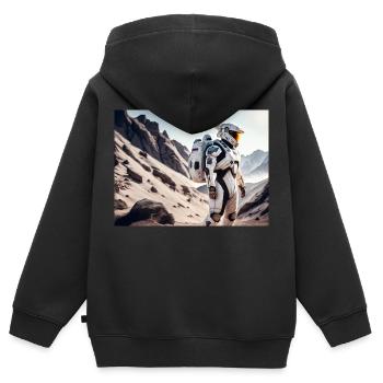 Sci-Fi Astronaut - Kids Premium Organic Zip-up Hoodie - black - Back - AI Model Kid Male (0cm)