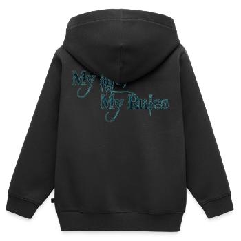 Mein Leben Meine Regeln Zitate Tattoo Zitat - Kinder Premium Organic Zip Hoodie - Schwarz - Hinten - AI Model Kid Male (0cm)