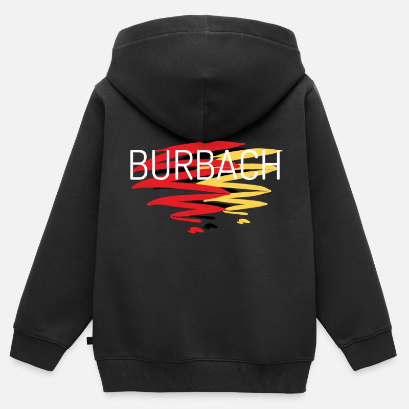 Burbach T-Shirt Burbach Pullover - Sweat Premium à capuche zippé enfant bio - noir