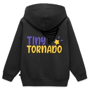 tiny tornado 01 - Kinder Premium Organic Zip Hoodie - Schwarz - Hinten - AI Model Kid Male (0cm)
