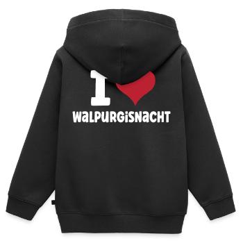 I LOVE WALPURGISNACHT I GESCHENK FÜR HEXEN - Kinder Premium Organic Zip Hoodie - Schwarz - Hinten - AI Model Kid Male (0cm)