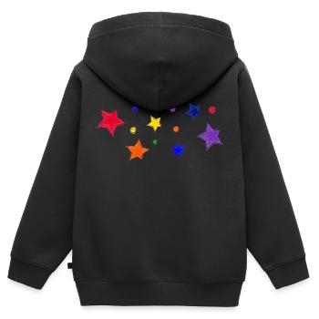 Étoiles et bulles - Sweat Premium à capuche zippé enfant bio - noir - Dos - AI Model Kid Male (0cm)